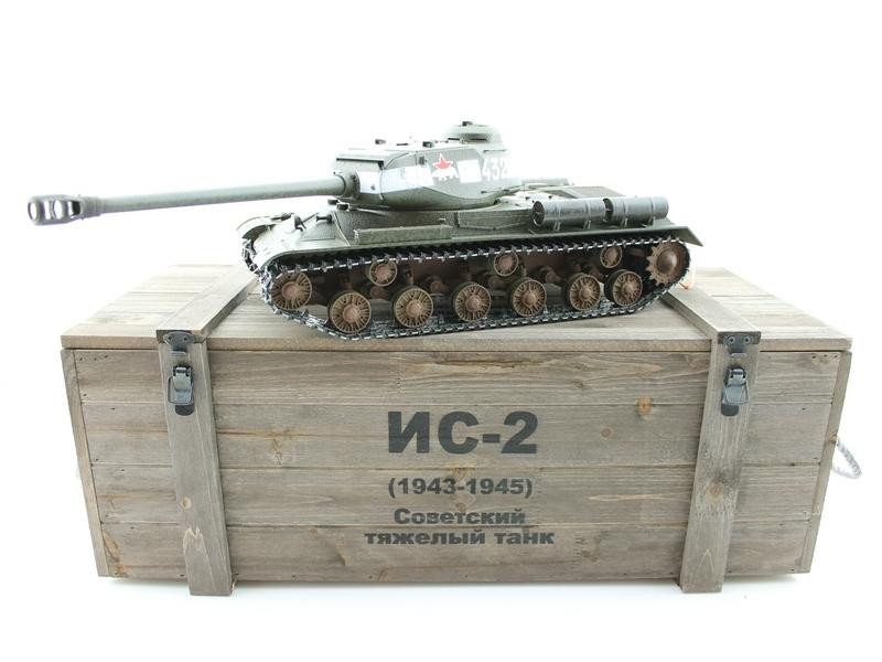 Радиоуправляемый танк Taigen ИС-2 модель 1944, СССР, зеленый, деревянная коробка RTR масштаб 1:16 2.4G - TG3928-1G-BOX