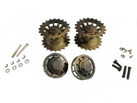 Ведущая звездочка 2 шт и ленивец 2 штуки для танка Tiger (металл) поздняя версия - окрашенная - TG3818-004P