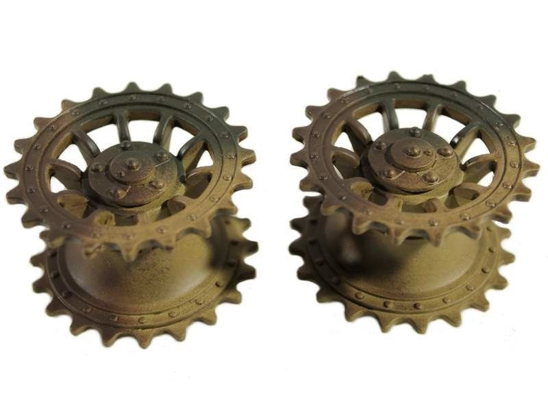 Ведущая звездочка 2 шт и ленивец 2 штуки для танка Tiger (металл) поздняя версия - окрашенная - TG3818-004P
