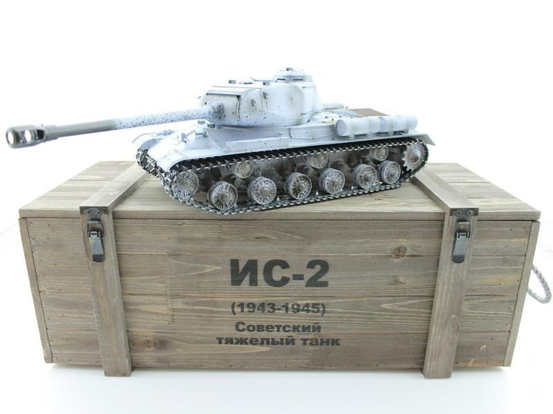Радиоуправляемый танк Taigen ИС-2 модель 1944, СССР, зимний, деревянная коробка RTR масштаб 1:16 2.4G - TG3928-1S-BOX