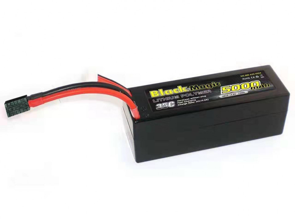 Аккумулятор Black Magic Li-Po 14.8V 5000mah 35C, 4S1P(hardcase w|Traxxas Plug) - BM-A35-5004