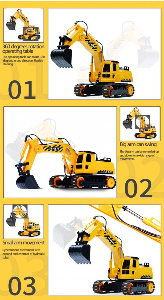 Радиоуправляемый экскаватор Double Eagle масштаб 1:26 2.4G - E571-003
