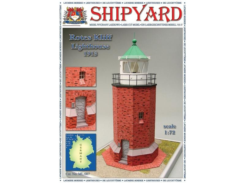 Сборная модель Shipyard маяк Rotes Kliff Lighthouse (№87), масштаб 1:72 - ML087