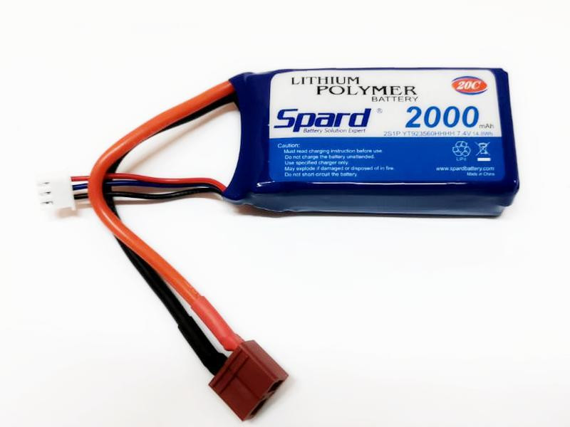 Аккумулятор Li-Po Spard 2000mAh, 7,4V, 20C, T-plug для Remo Hobby 1|16, Himoto 1|18 - YT923560HHHH