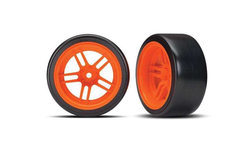 Колеса для дрифта всборе Split-spoke orange wheels + 1.9* Drift tires (задние) - TRA8377A
