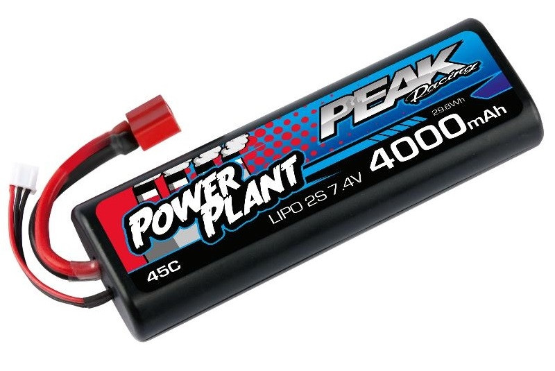 Аккумулятор Peak Racing Power Plant Lipo 4000 7.4 V 45C (Black case, Deans Plug) 12AWG - PEK00544
