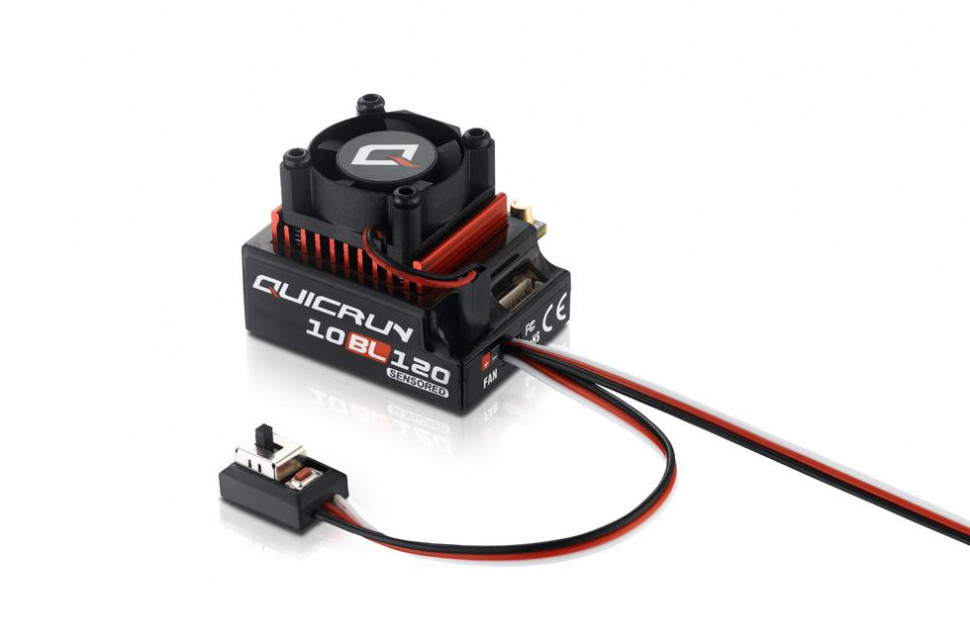 Бесколлекторный сенсорный регулятор QuicRun-10BL120 для автомоделей масштаба 1:10 красный - HW-QuicRun-10BL120