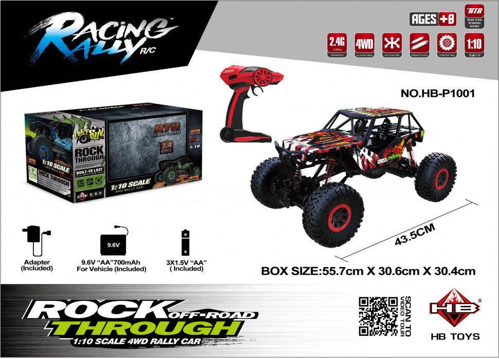 Радиоуправляемый краулер Huang Bo HB-P1001 4WD RTR масштаб 1:10 2.4G - HB-P1001