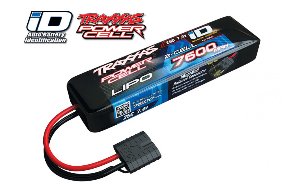 Аккумулятор Traxxas 7600mAh 7.4v 2-Cell 25C LiPO Battery (iD Plug) - TRA2869X