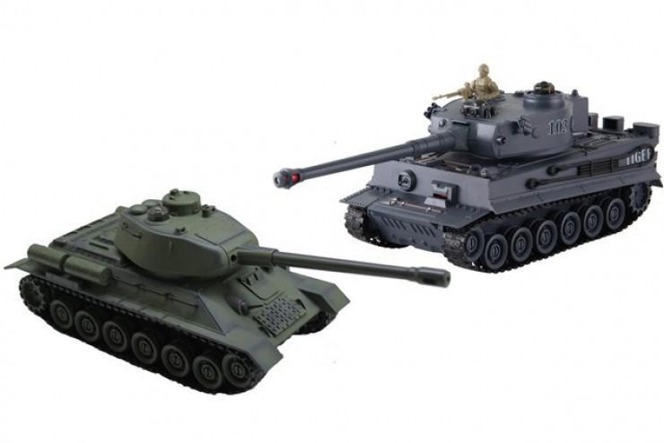 Радиоуправляемый танковый бой Русский Т34 и Немецкий Tiger Zegan масштаб 1:28 27Mhz 40Mhz - ZEG-99824