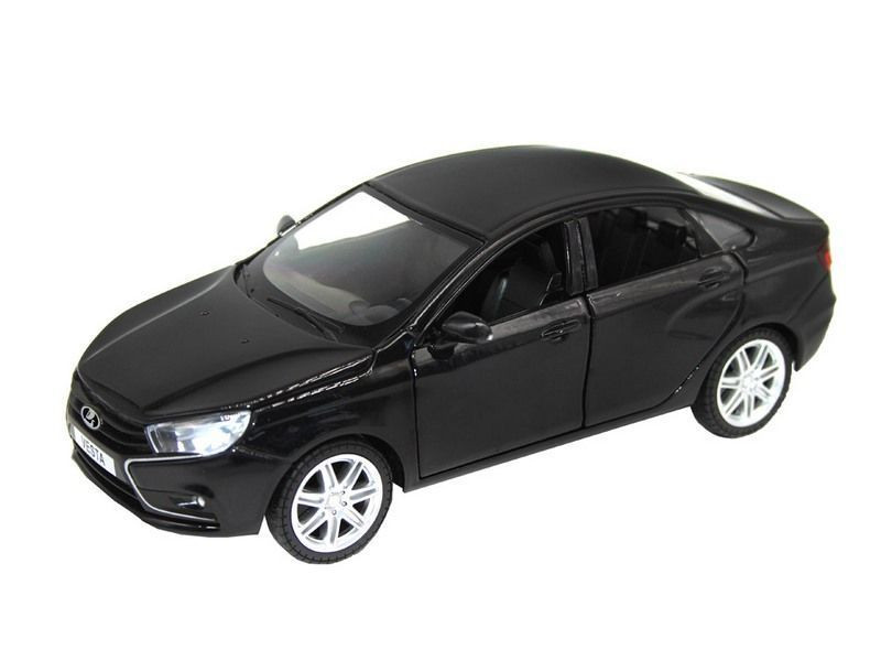 Машина Автопанорама LADA VESTA седан, 1|24, черный металлик, свет, звук - JB1251150