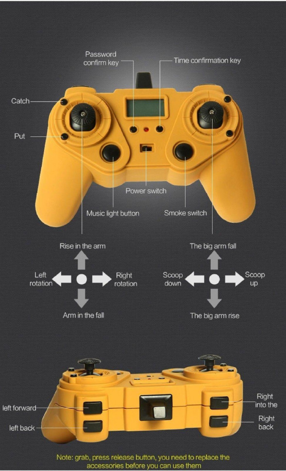 Радиоуправляемый экскаватор HUI NA TOYS масштаб 1:14 2.4G - HN1580