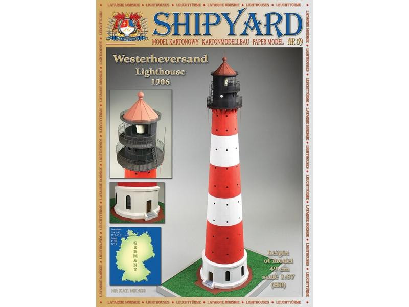 Сборная модель Shipyard маяк Westerheversand Lighthouse (№59), масштаб 1:87 - MK028