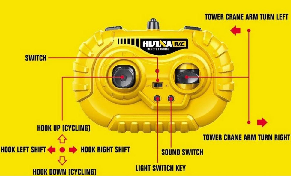 Радиоуправляемый башенный кран HUI NA TOYS масштаб 1:14 2.4G - HN1585