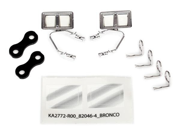 Mirrors, side, chrome (left; right): retainers (2): body clips (4) (fits #8010 body) - TRA8073X