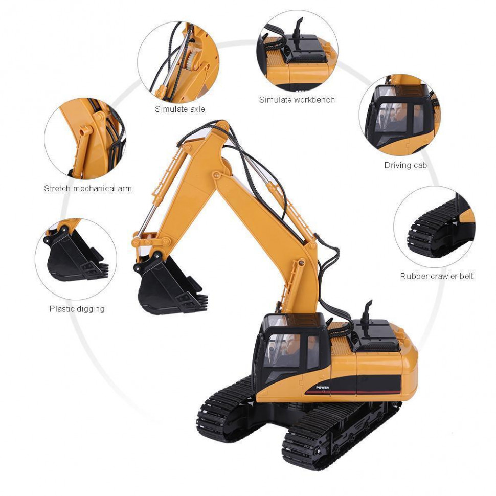 Радиоуправляемый экскаватор HUI NA TOYS масштаб 1:14 2.4G - HN1350